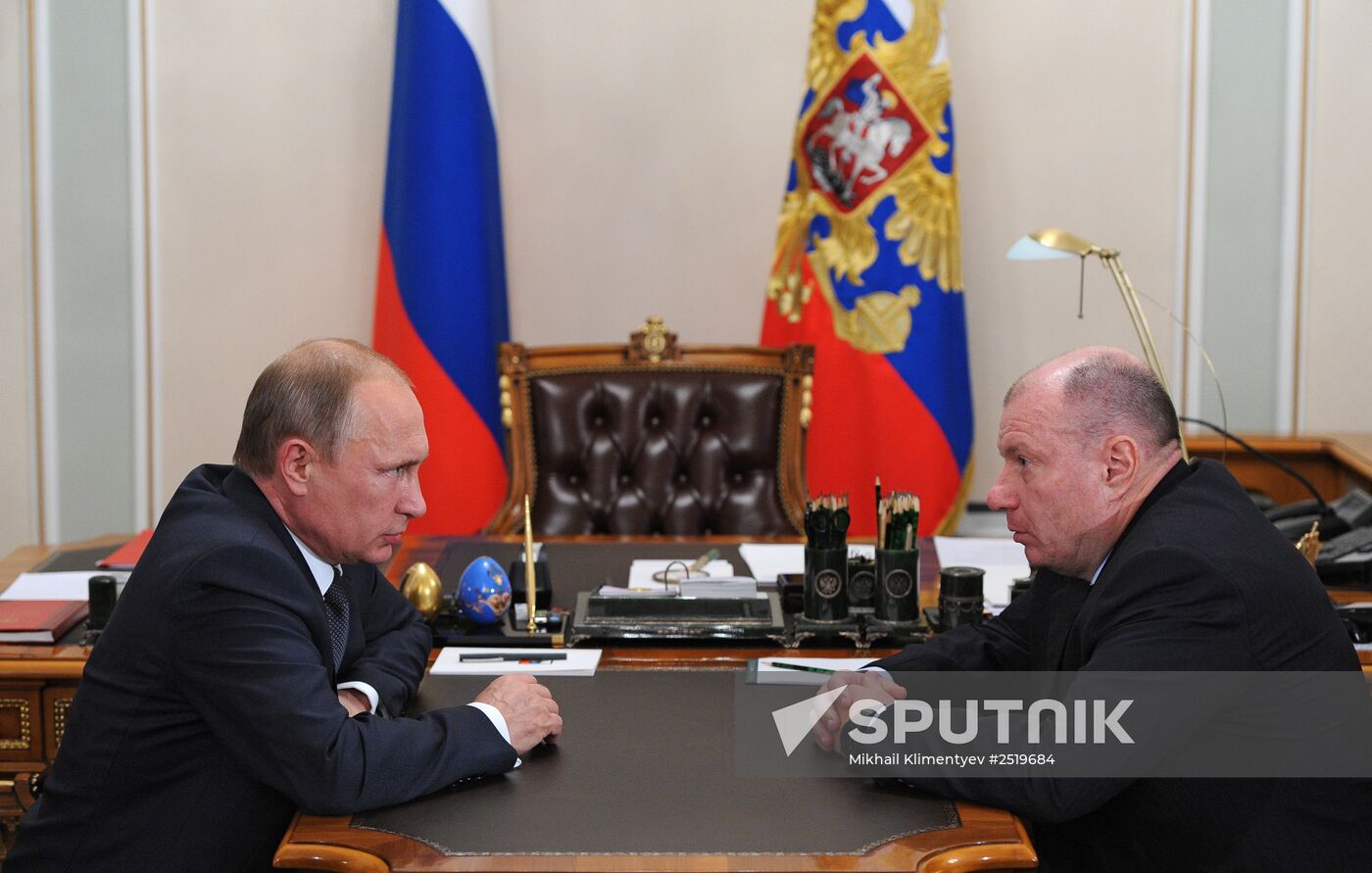 Vladimir Putin meets with Vladimir Potanin