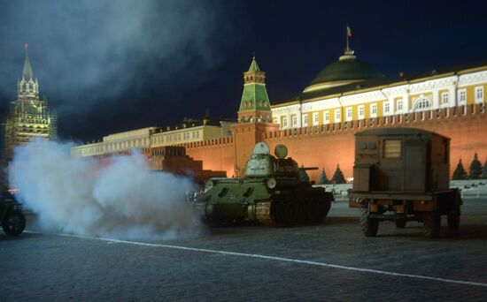 Rehearsal of march to celebrate 1941 military parade in Red Square