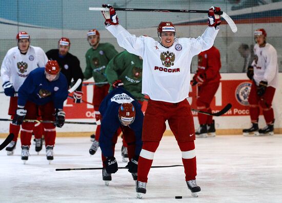 Ice hockey. Training session of the Russian national ice hockey team