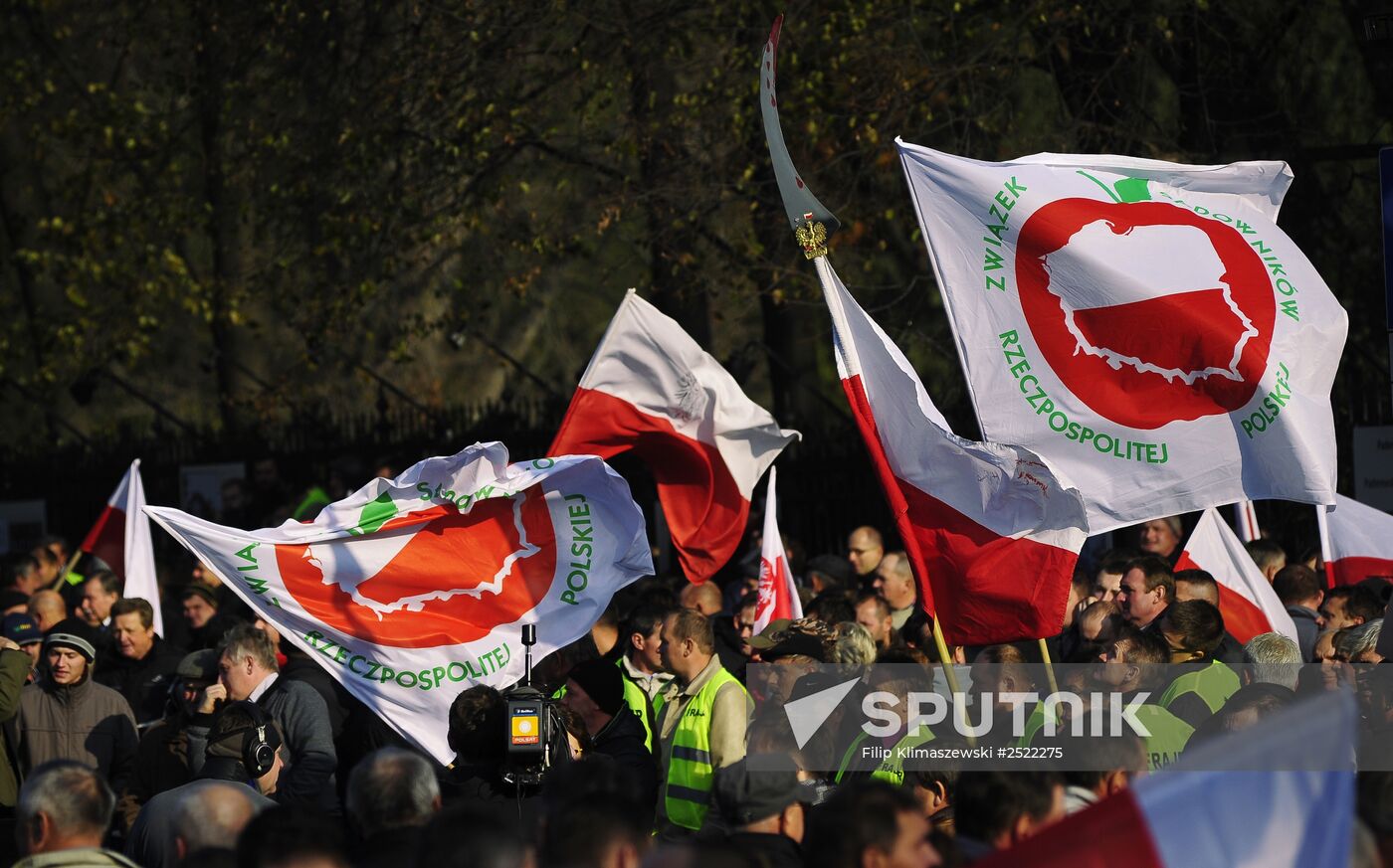 Polish farmers and horticulturists protest in Warsaw