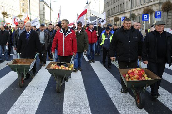 Polish farmers and horticulturists protest in Warsaw