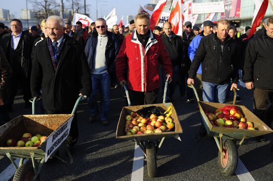 Polish farmers and horticulturists protest in Warsaw