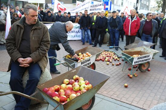 Polish farmers and horticulturists protest in Warsaw