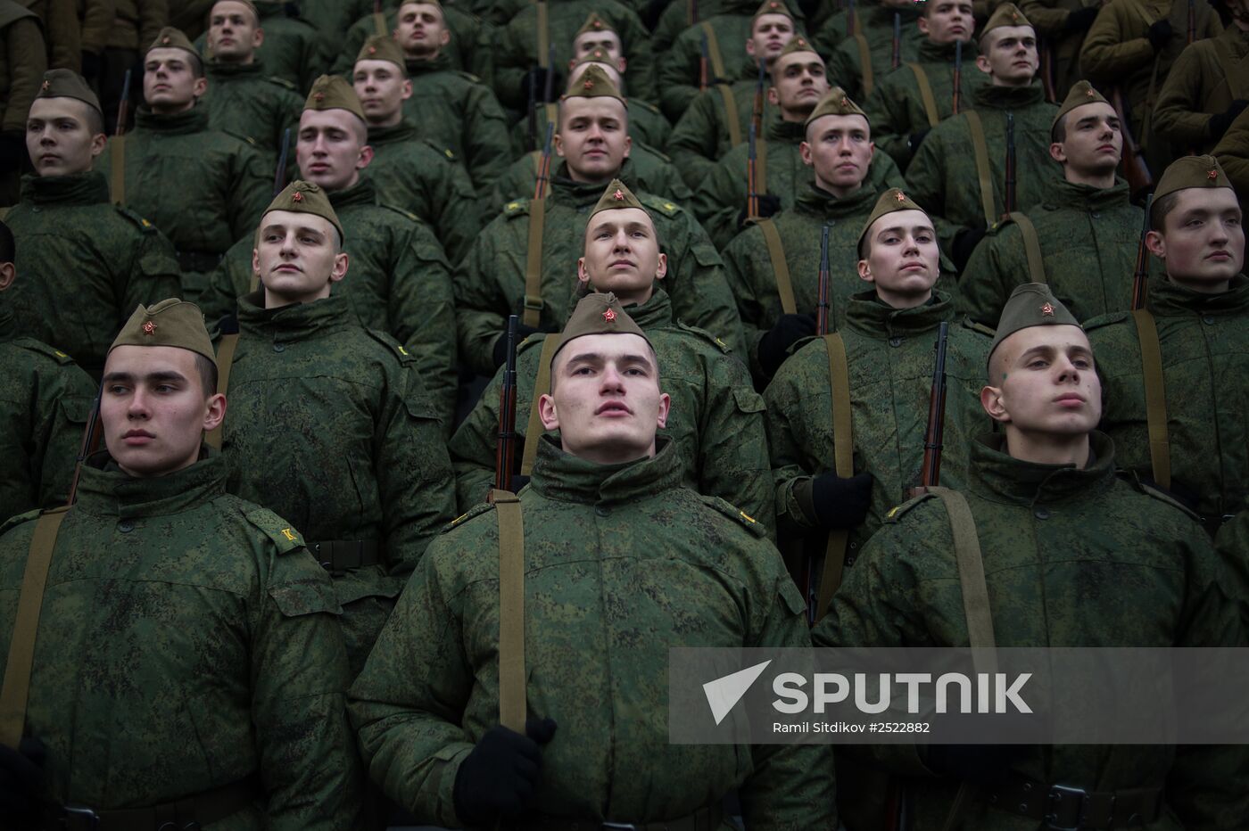 Rehearsal of march to mark 1941 military parade in Red Square