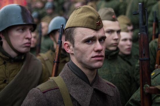 Rehearsing a march devoted to legendary 1941 parade