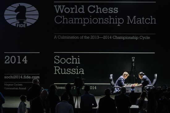 World Chess Championship 2014 match. Carlsen vs. Anand. Round One