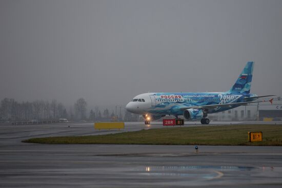 Presentation of new livery airplane for FC Zenit