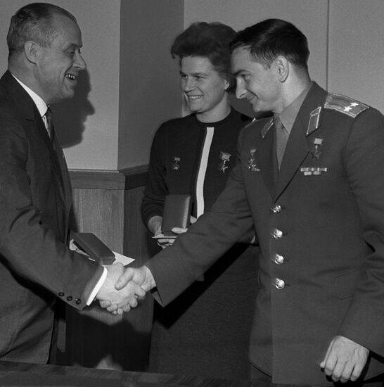Konstantin Rudnev, Valentina Tereshkova, and Valery Bykovsky