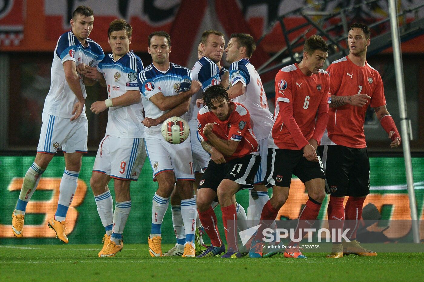 Football. UEFA qualifying match for Euro 2016. Austria vs. Russia