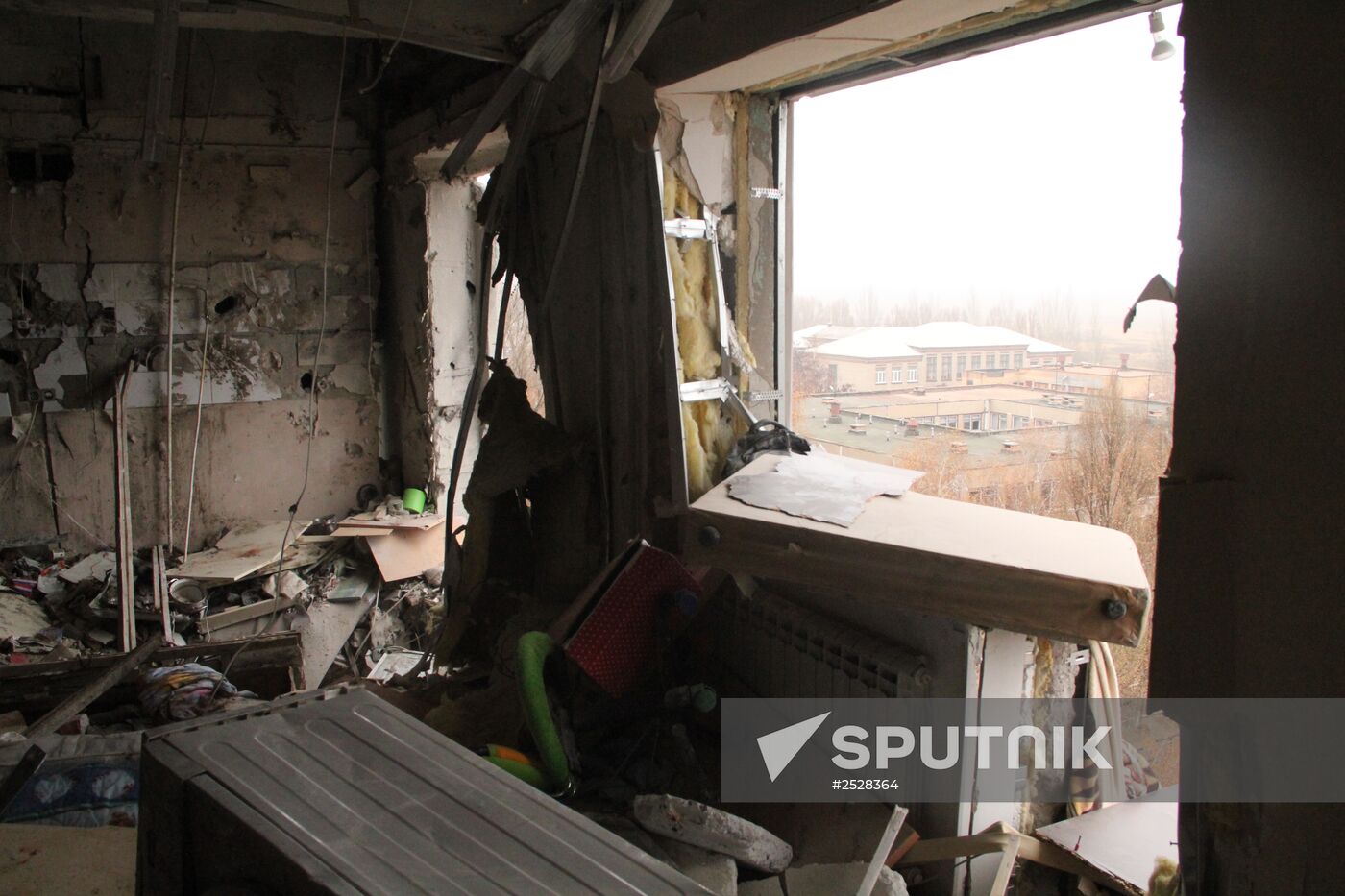 Town of Horlivka after shelling by Ukrainian army