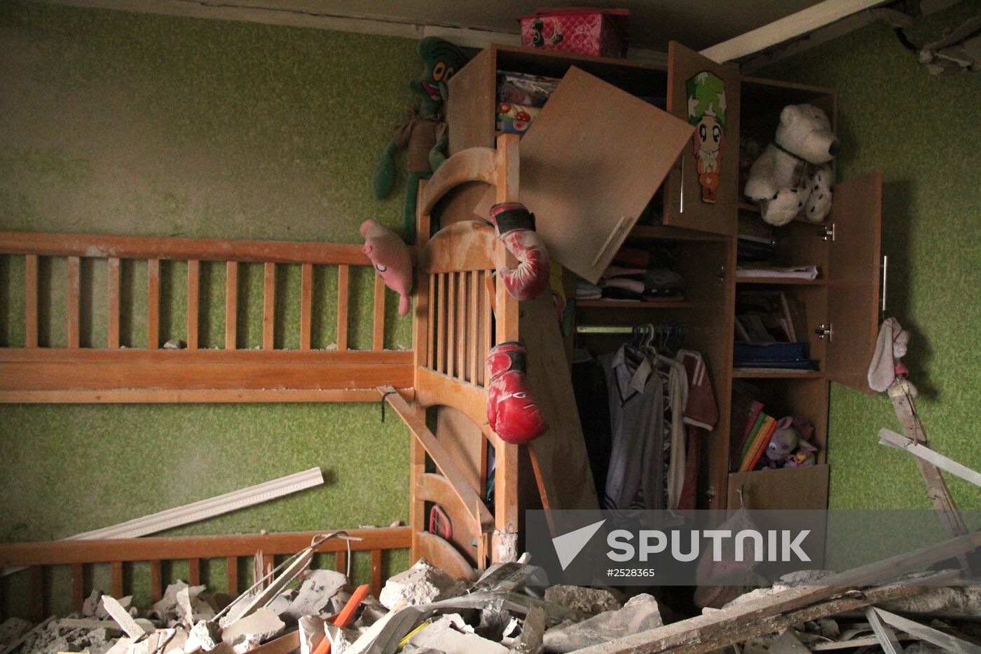 Town of Horlivka after shelling by Ukrainian army