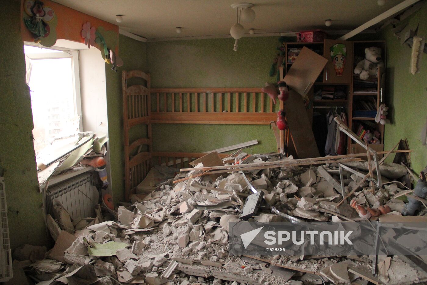 Town of Horlivka after shelling by Ukrainian army