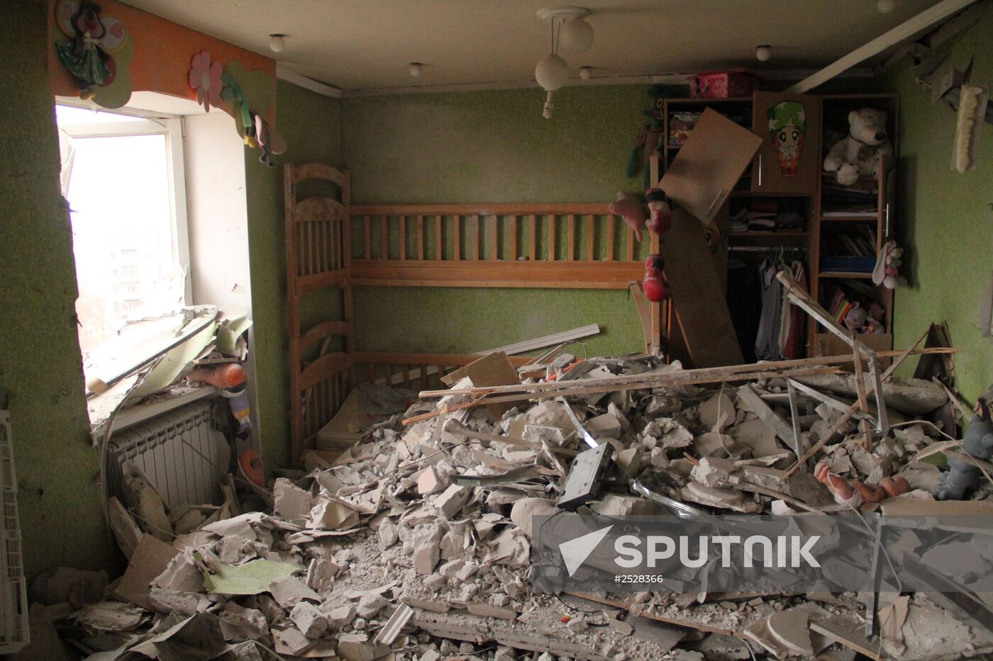 Town of Horlivka after shelling by Ukrainian army
