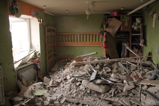 Town of Horlivka after shelling by Ukrainian army