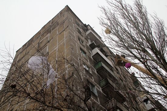 Town of Horlivka after shelling by Ukrainian army