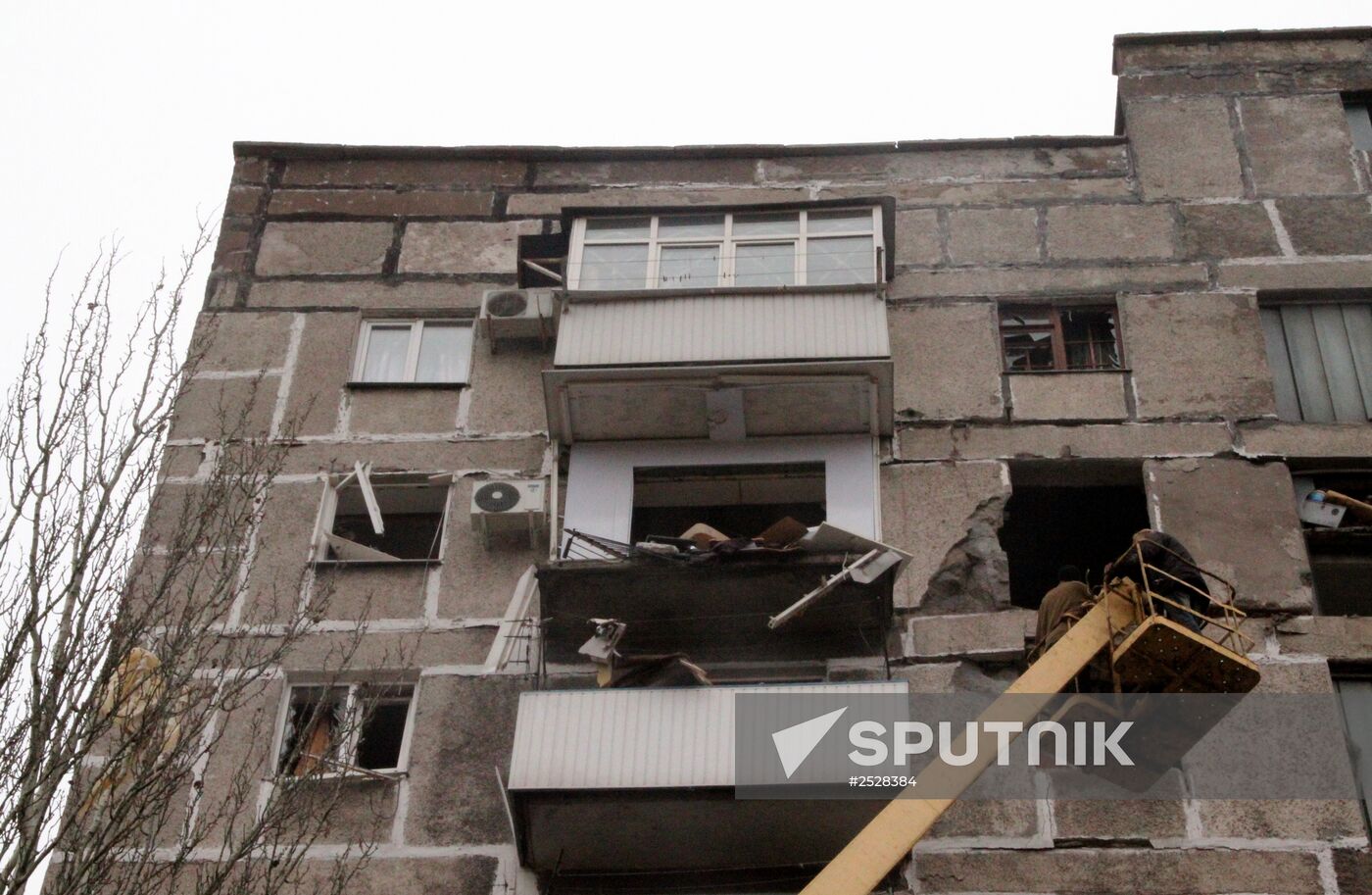 Town of Horlivka after shelling by Ukrainian army