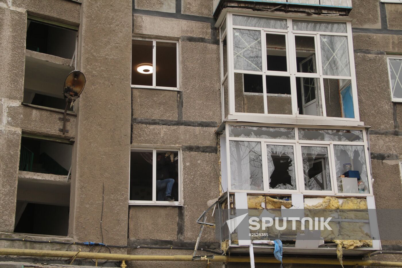 Town of Horlivka after shelling by Ukrainian army