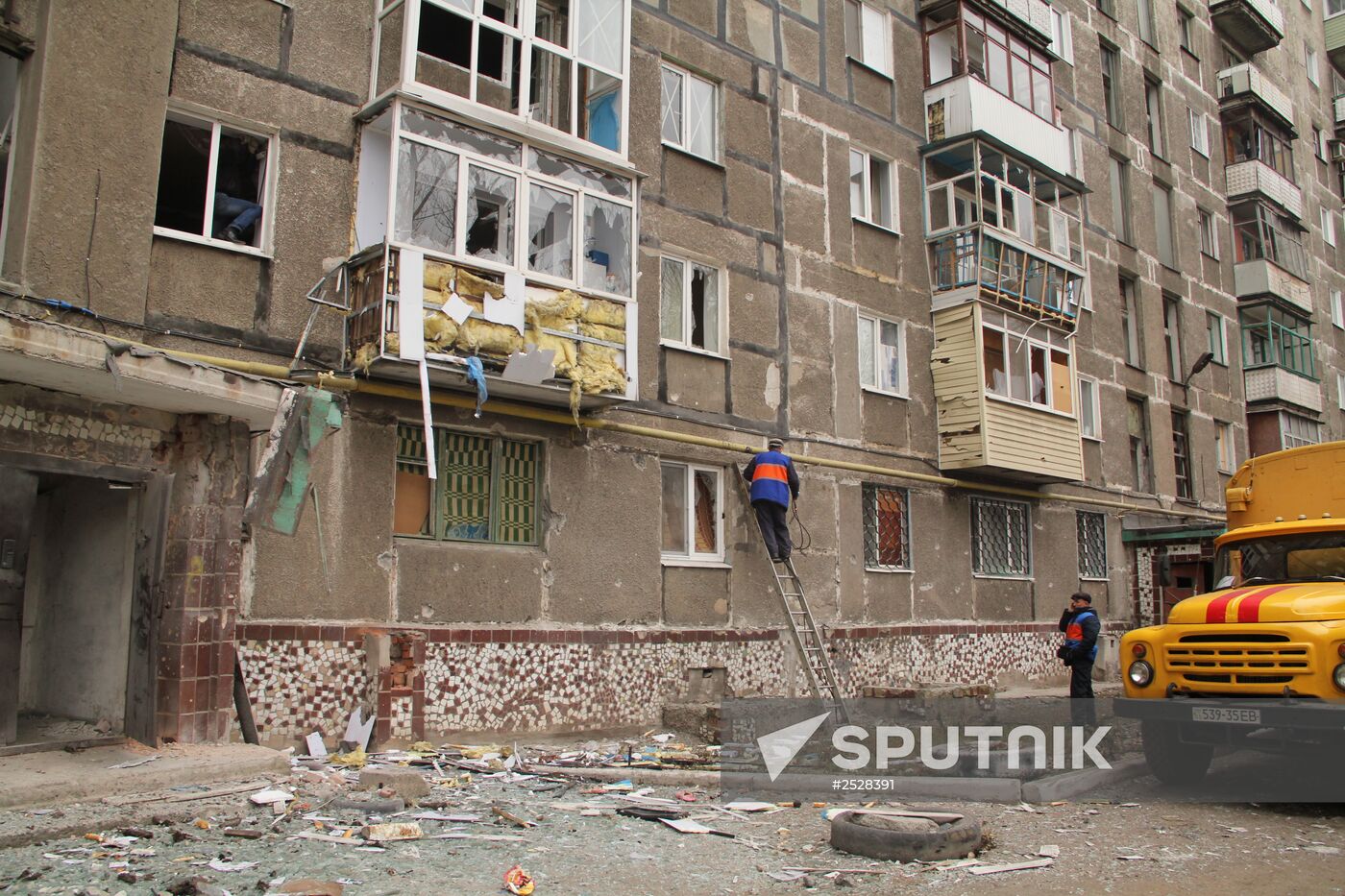 Town of Horlivka after shelling by Ukrainian army