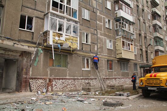 Town of Horlivka after shelling by Ukrainian army
