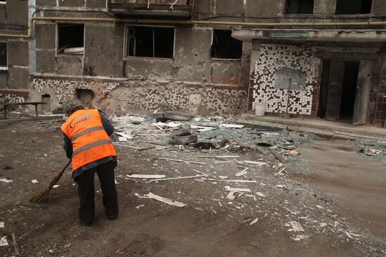 Town of Horlivka after shelling by Ukrainian army
