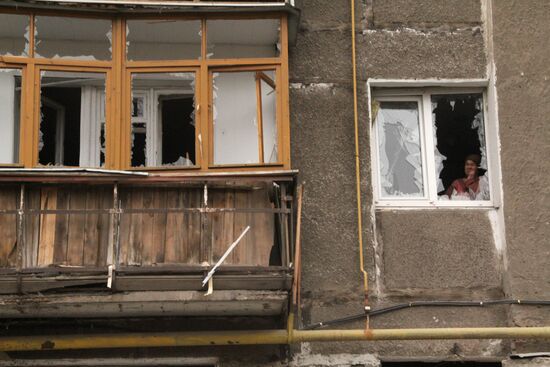 Town of Horlivka after shelling by Ukrainian army