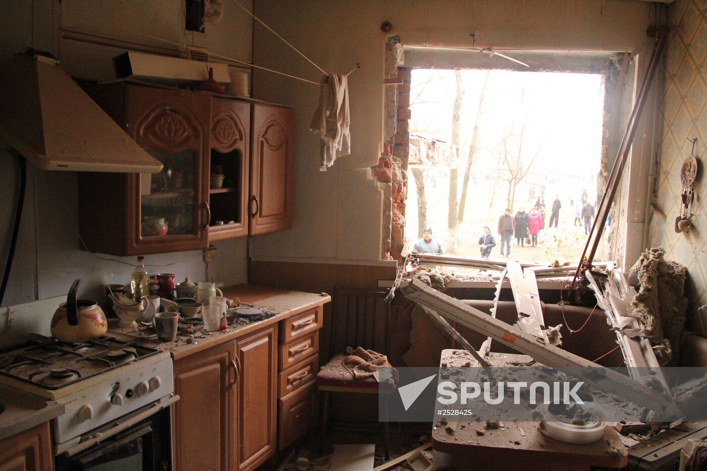 Town of Horlivka after shelling by Ukrainian army