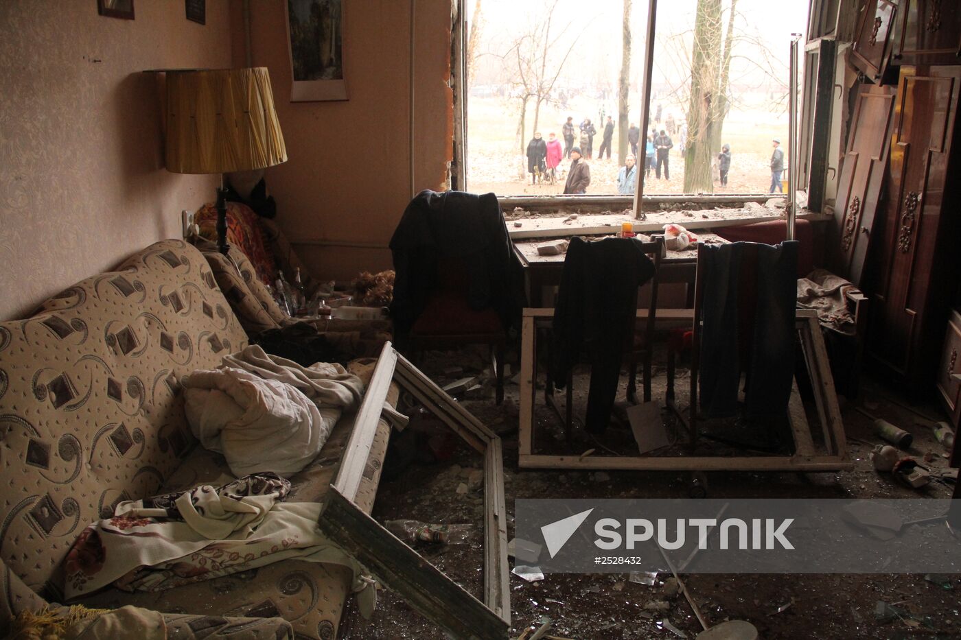 Town of Horlivka after shelling by Ukrainian army