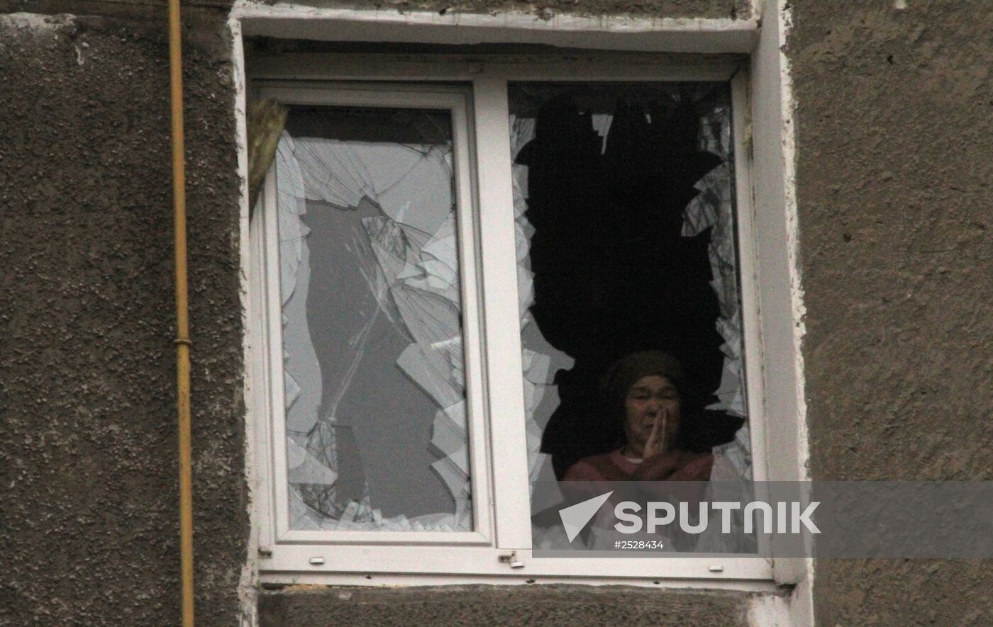 Town of Horlivka after shelling by Ukrainian army