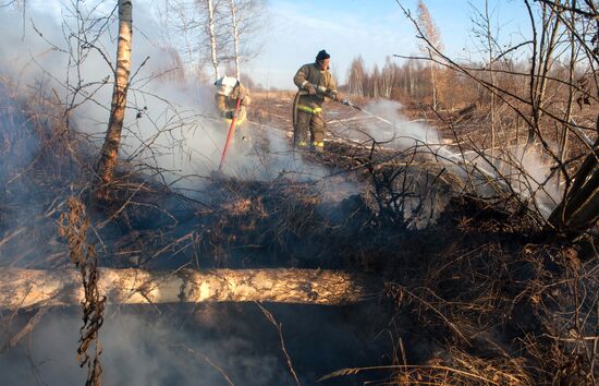 Extinguishing peat bog fires in the Tver Region