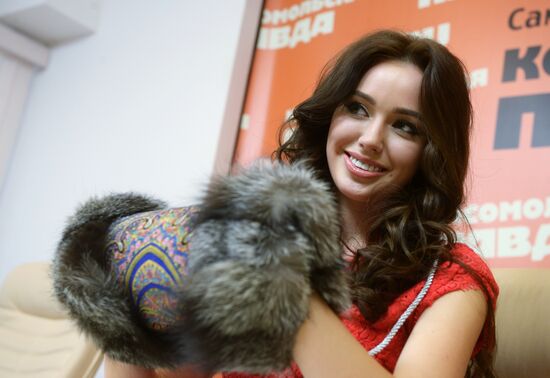 News conference with Vice-Miss Russia 2014 Anastasia Kostenko