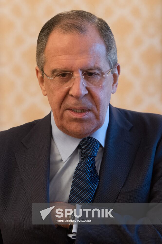 Russian Foreign Minister Sergei Lavrov meets with Lassina Zerbo