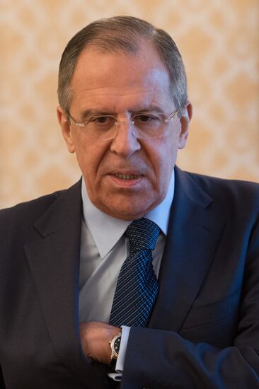 Russian Foreign Minister Sergei Lavrov meets with Lassina Zerbo