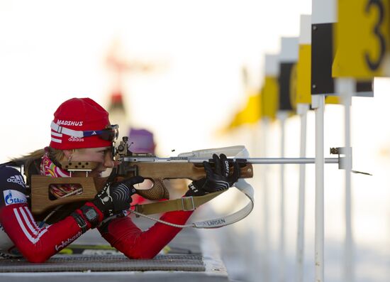 Russian national women's biathlon team holds training session