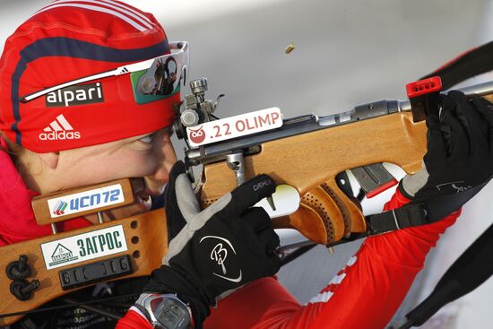 Russian national women's biathlon team holds training session