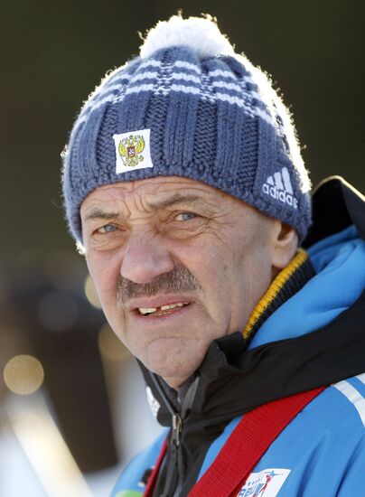 Russian national women's biathlon team holds training session