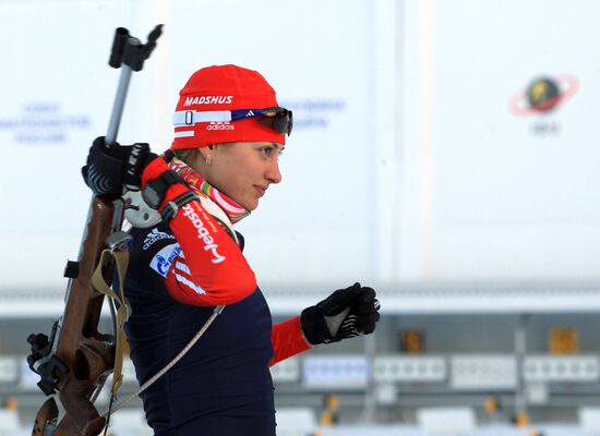 Russian national women's biathlon team holds training session