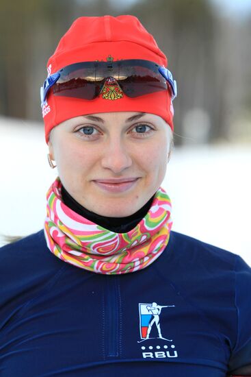 Russian national women's biathlon team holds training session