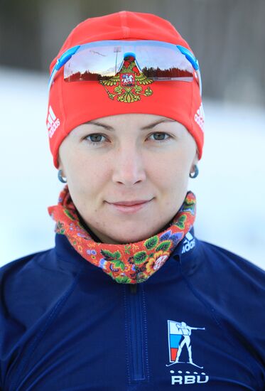 Russian national women's biathlon team holds training session
