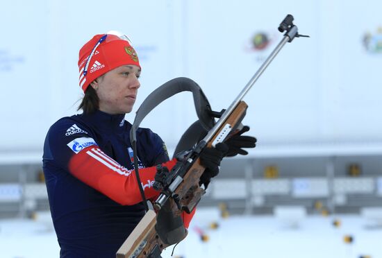 Russian national women's biathlon team holds training session