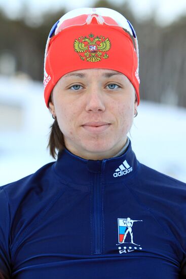Russian national women's biathlon team holds training session