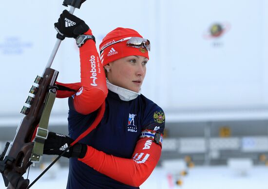Russian national women's biathlon team holds training session