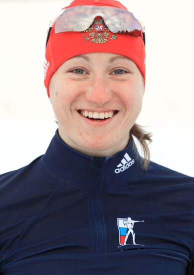 Russian national women's biathlon team holds training session