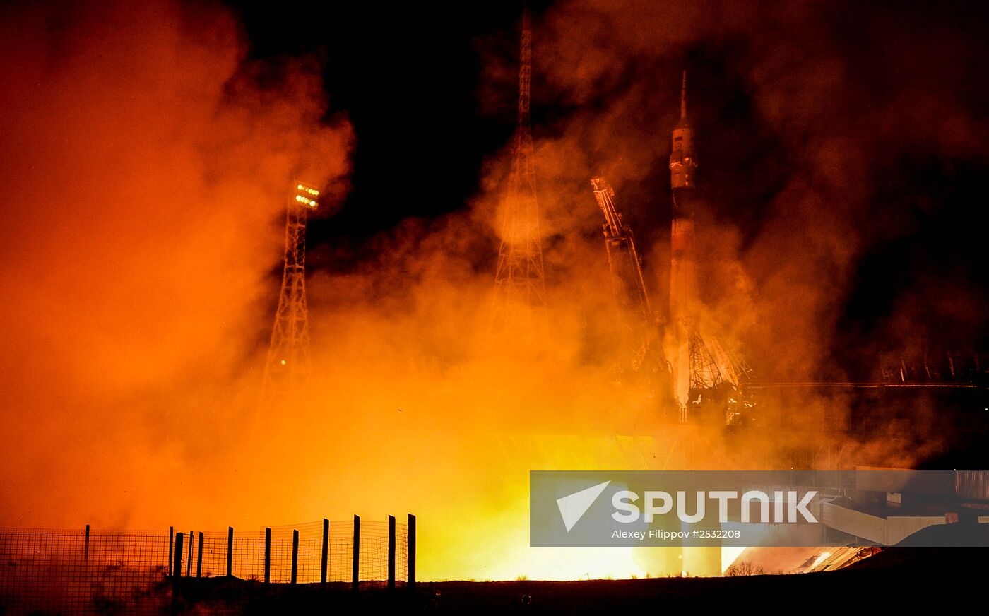 Launch of Soyuz-FG rocket with Soyuz TMA-15M spacecraft