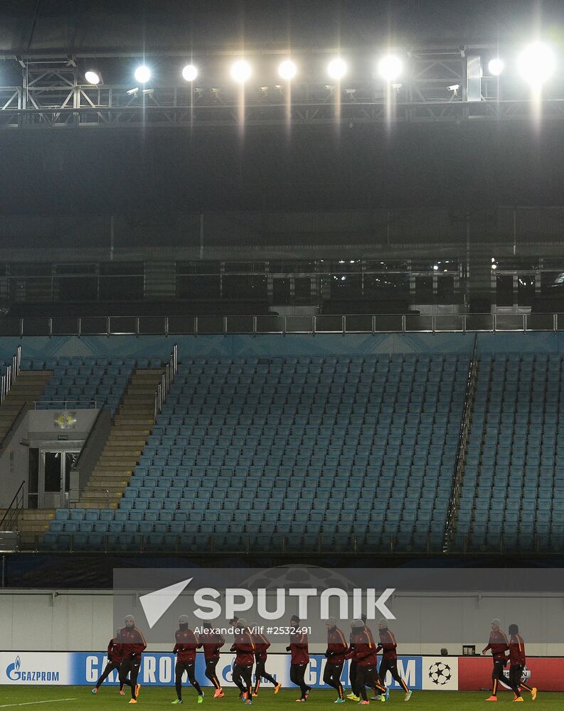 UEFA Champions League. FC Roma training