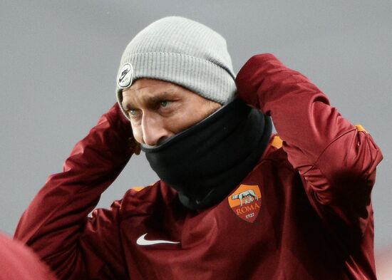 UEFA Champions League. Roma training