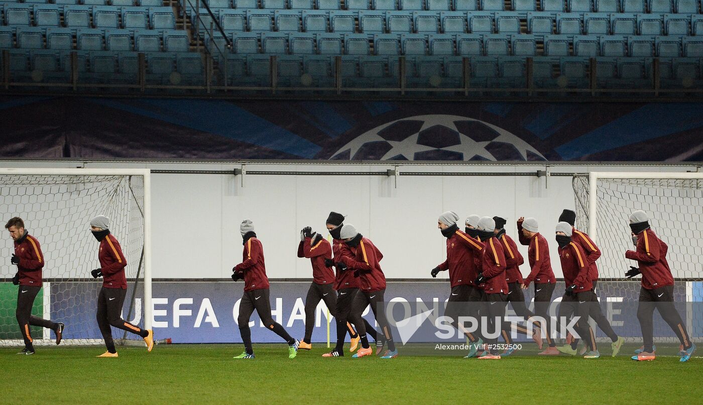 UEFA Champions League. FC Roma training