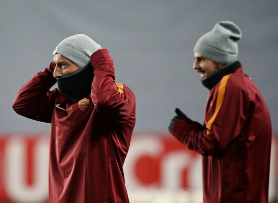 UEFA Champions League. Roma training