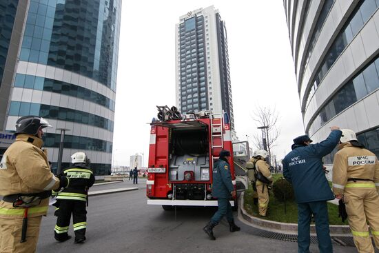 Firefighting exercise at the Grozny City high-rise development