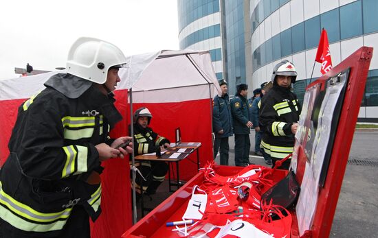 Firefighting exercise at the Grozny City high-rise development