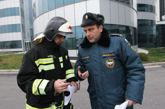 Firefighting exercise at the Grozny City high-rise development